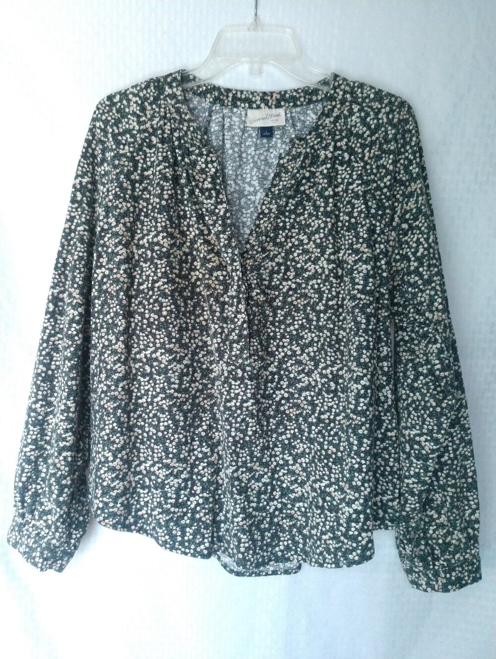 Floral Corduroy Shirt Mandarin Collar V Neck Cottagecore Cute Large Chest 42"